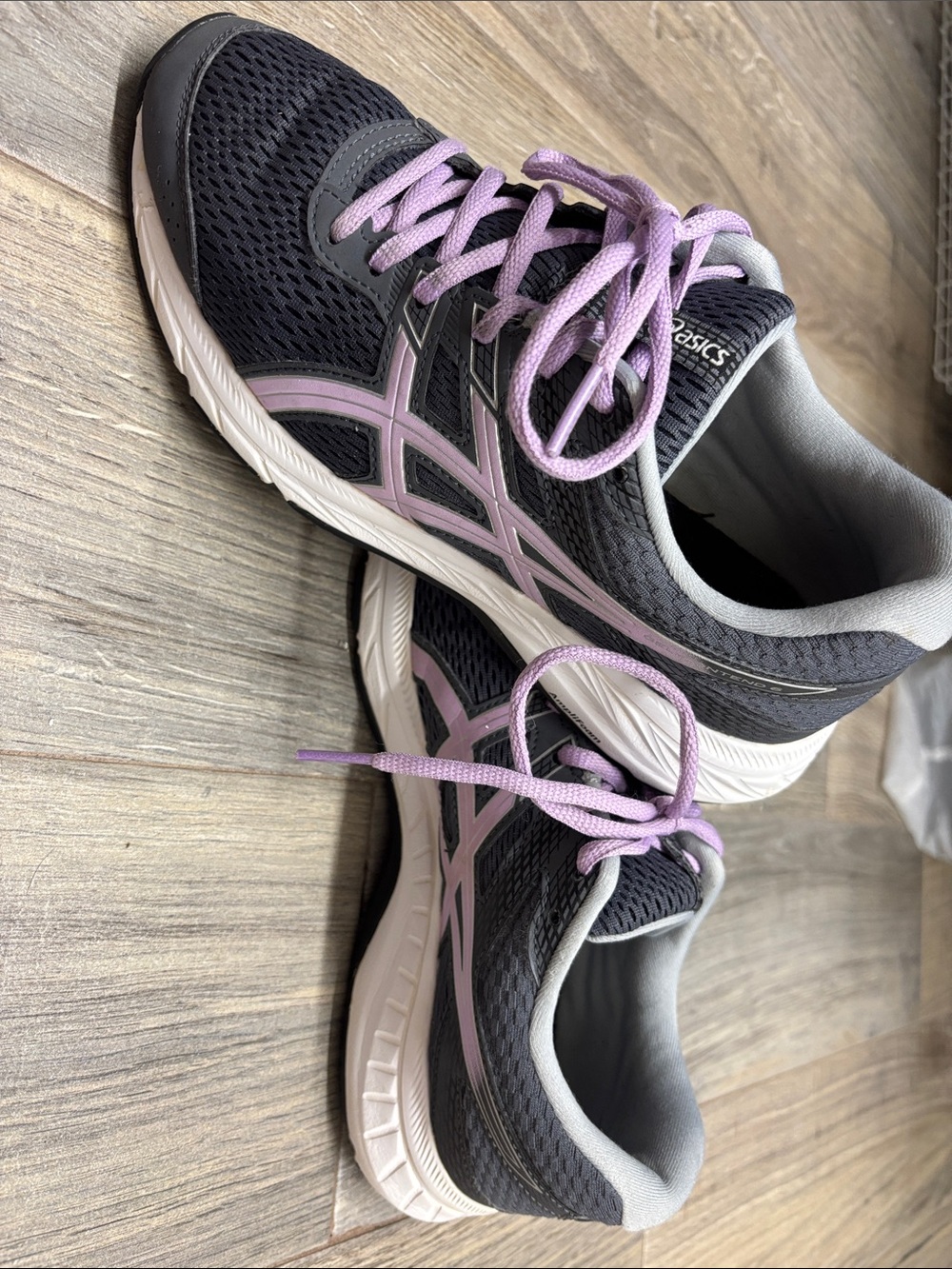 ASICS Women's Navy Athletic Shoes with Light Purple Accents